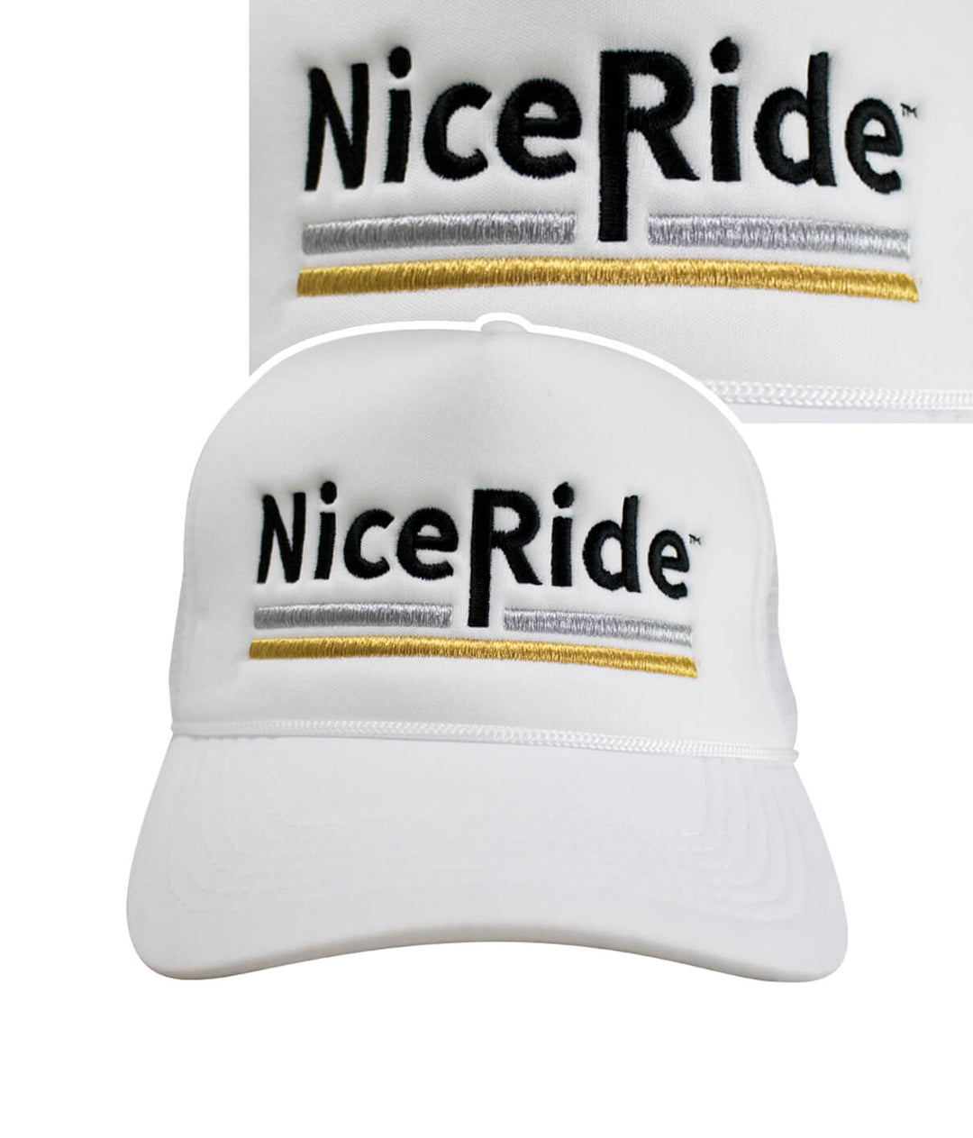 Low Tide foam trucker baseball hat with NiceRide logo, embroidered design, stylish and comfortable hat for outdoor wear.