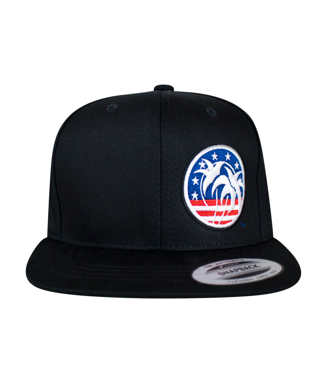 Spirit of 76 YOUTH HAT featuring black snapback with embroidery on front and back.