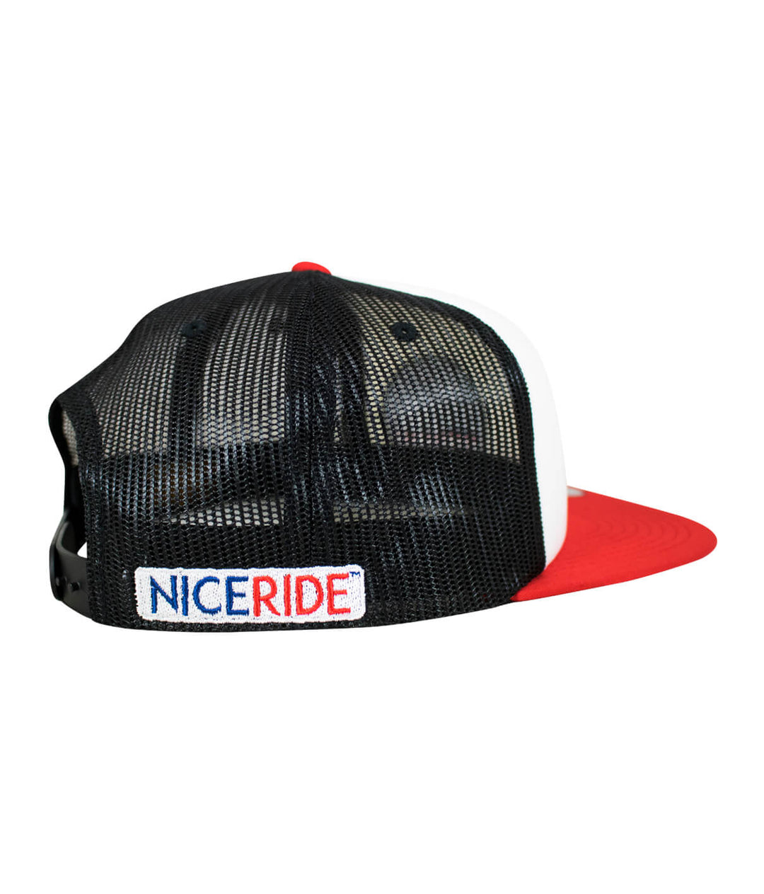 Back view of the Spirit of 76 Foam Flatbill Trucker Hat featuring NICERIDE embroidery on the right side.