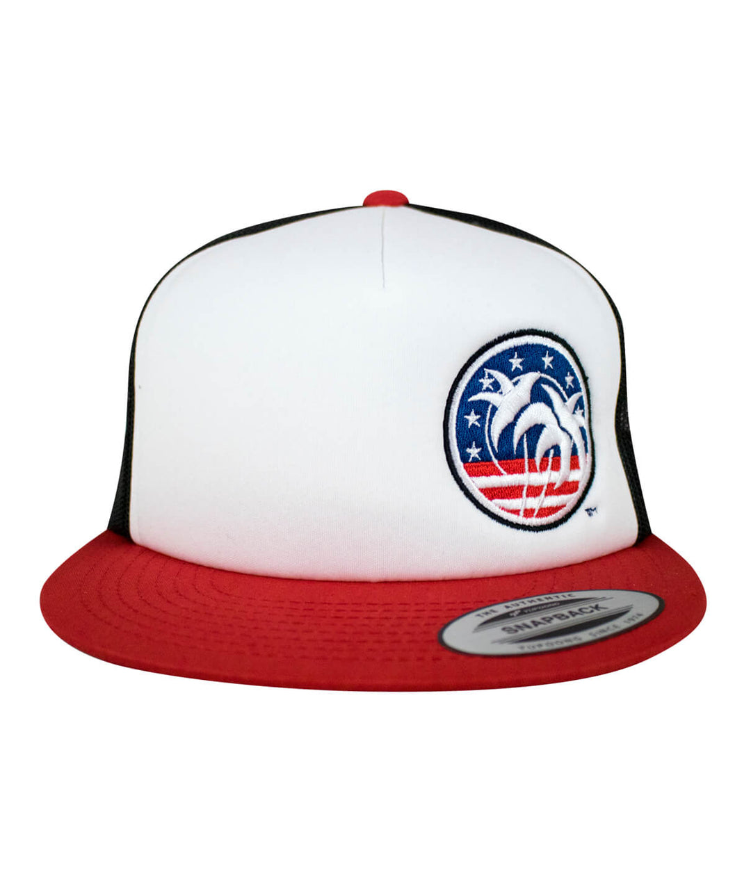 Spirit of 76 Foam Flatbill Trucker Baseball Hat, stylish hat with palm tree and stars design.