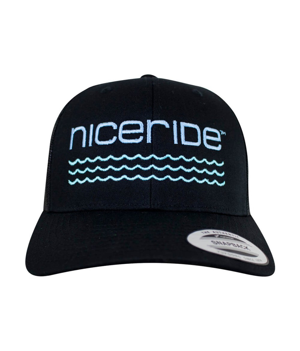 On The Water - Center Retro Trucker Baseball Cap, NICERIDE hat with embroidered design.