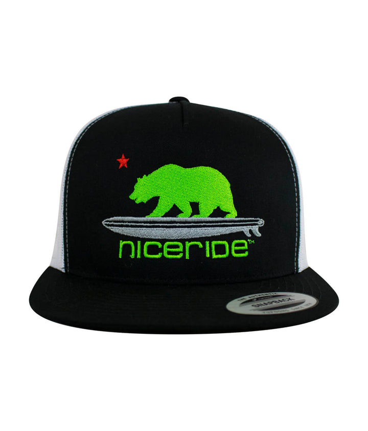 Black and white snapback hat featuring Niceride&