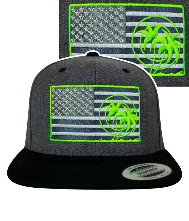 Black Snapback Hat with neon American flag and NICERIDE&