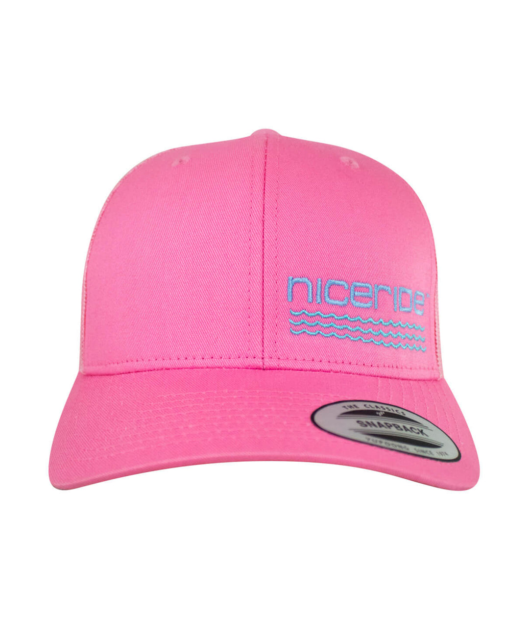 Pink On The Water hat by NICERIDE with embroidered logo and wave design on the front.
