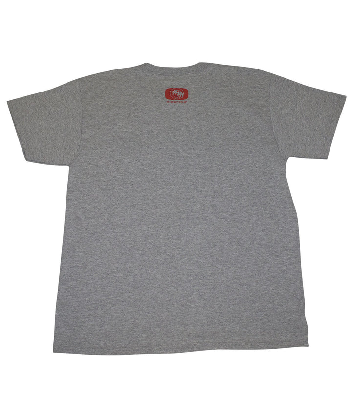 Back view of Left Turns shirt, a gray Hanes Men&