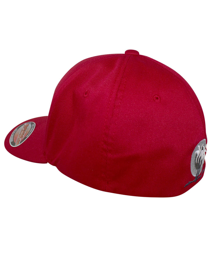 Red baseball cap featuring NICERIDE&