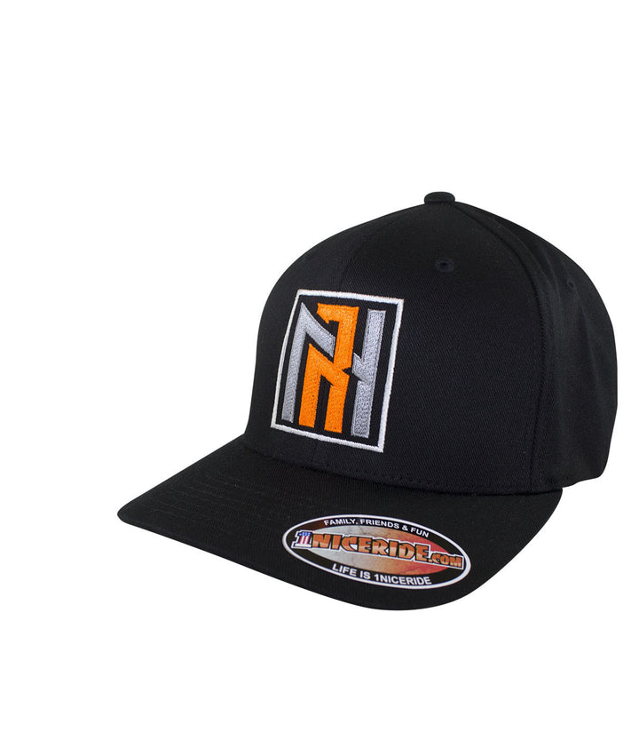 N-R - Orange Classic Flexfit Hat featuring embroidered logo, designed, embroidered, and shipped in the USA.