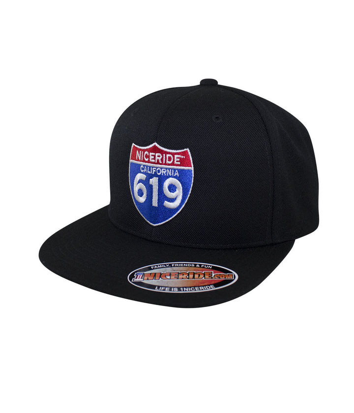 Interstate 619 snapback hat with embroidered logo from NICERIDE, designed in the USA.