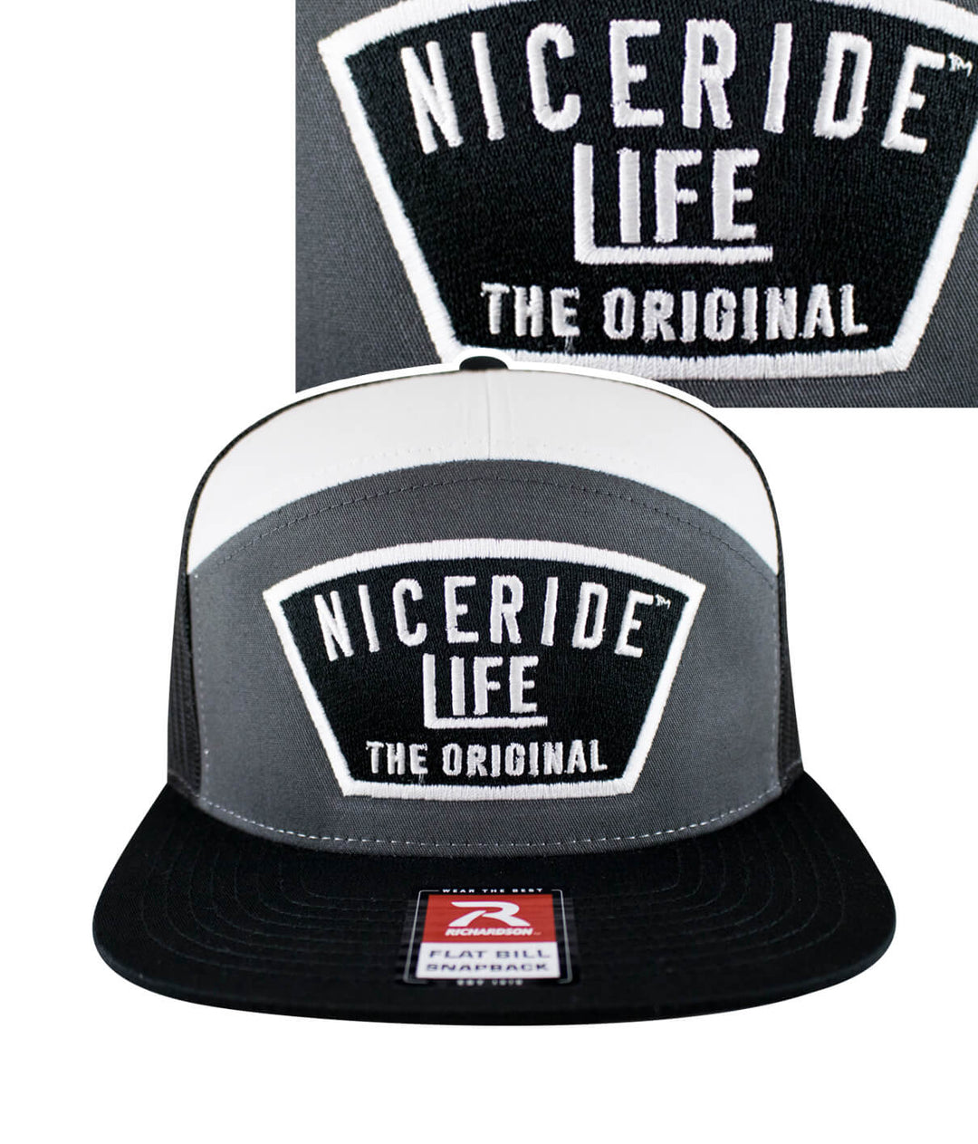 NICERIDE Life The Original hat featuring a black and gray design with an embroidered logo on the front.