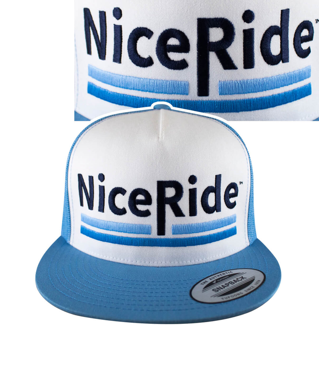 Low Tide Trucker Hat featuring NiceRide logo, perfect summer hat for outdoor activities.