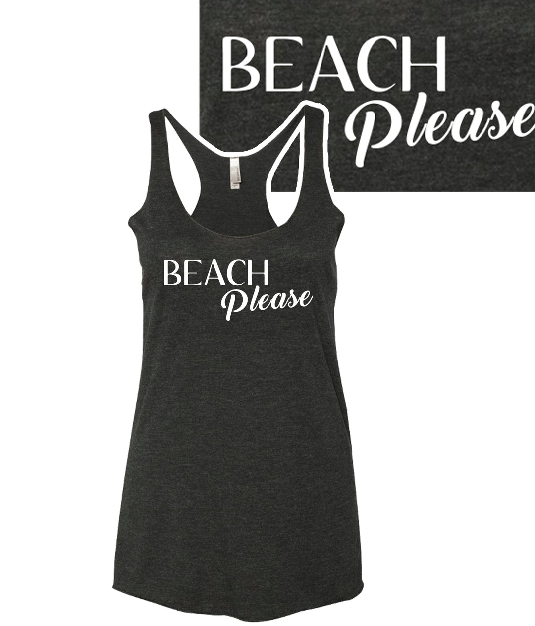 Beach Please tank top for women with vintage style, ultra-soft fabric and racerback design.