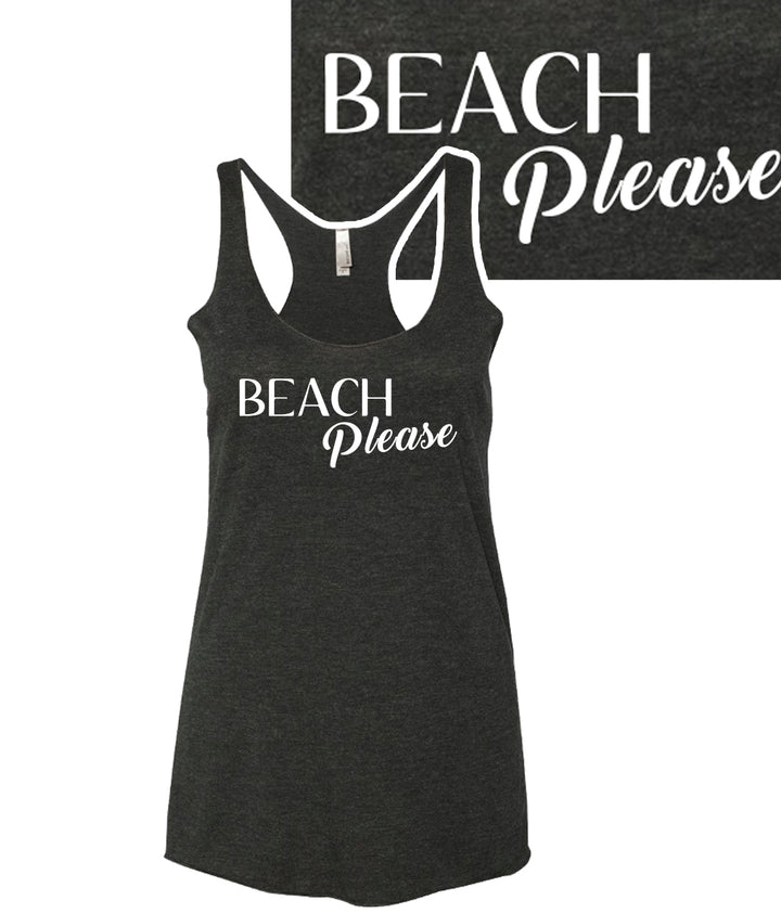 Beach Please tank top for women with vintage style, ultra-soft fabric and racerback design.