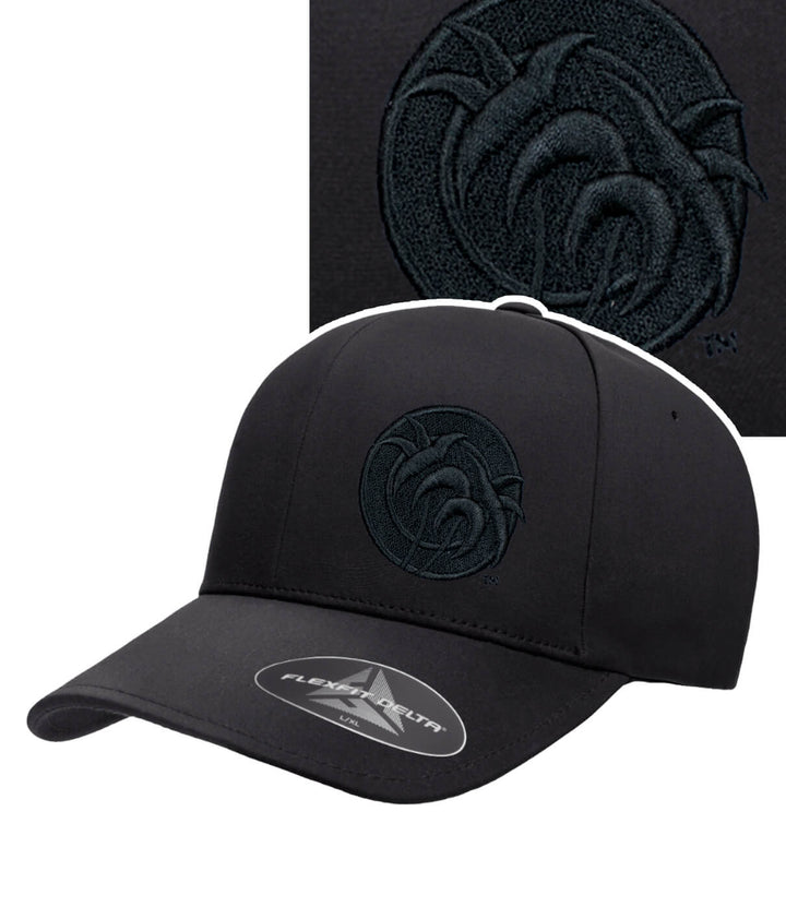 NICERIDE Tone Flexfit baseball hat in black with embroidered design on front left panel.