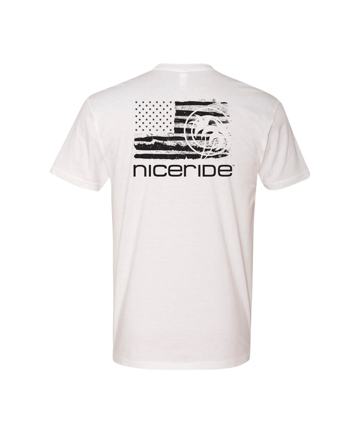 Back view of Strong Faded - White Next Level Men&