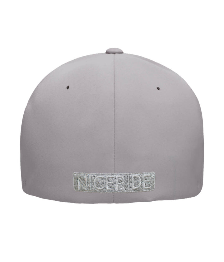 Back view of the NICERIDE "Tone" Flexfit baseball hat featuring subtle embroidery in silver.