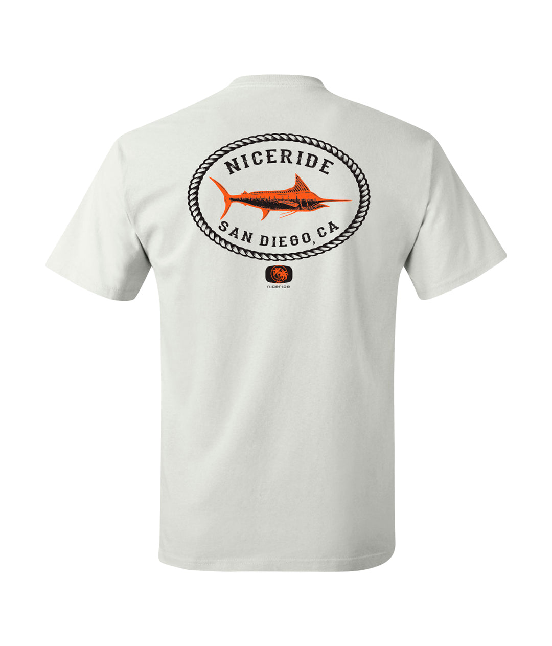 Reeling It In San Diego shirt design on back of white 100% cotton men&