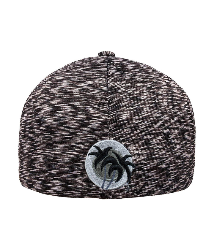 Back view of the "Target" Performance Flexfit Seamless Unipanel Cap featuring embroidered palm trees.