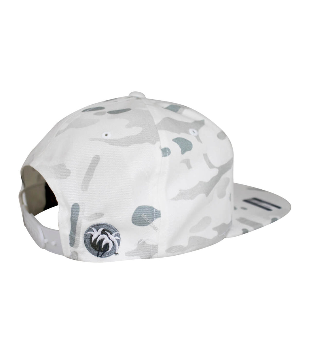 Back view of the NICERIDE "Grinder" hat with a camo pattern and adjustable snapback.