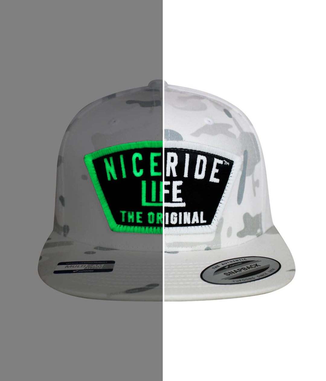 NICERIDE grinder hat with glowing design, showcasing unique styling and adjustable fit, perfect for any occasion.