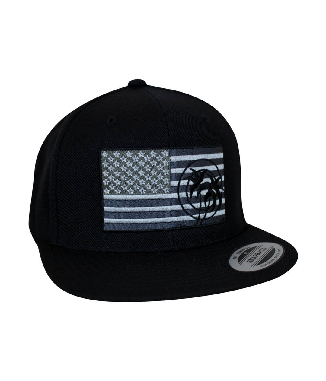 Strong Snapback Hat featuring American flag design and NICERIDE logo, a stylish hat for casual wear.