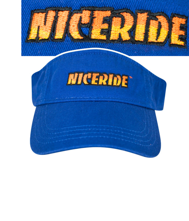 Classic NICERIDE visor in blue with embroidered logo, perfect for sunny days and outdoor activities.