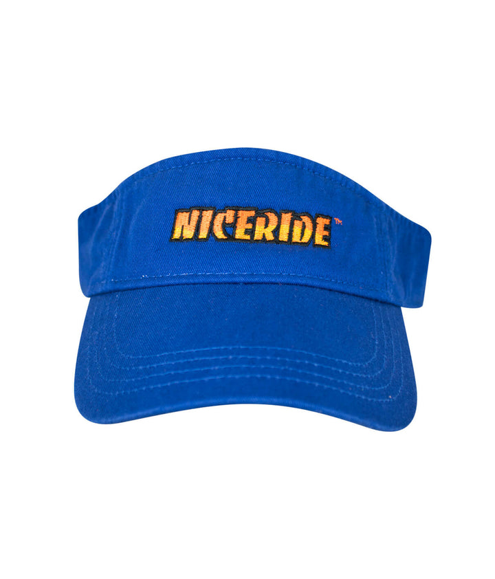 Classic NICERIDE visor in blue with embroidered logo, perfect for outdoor activities and style.