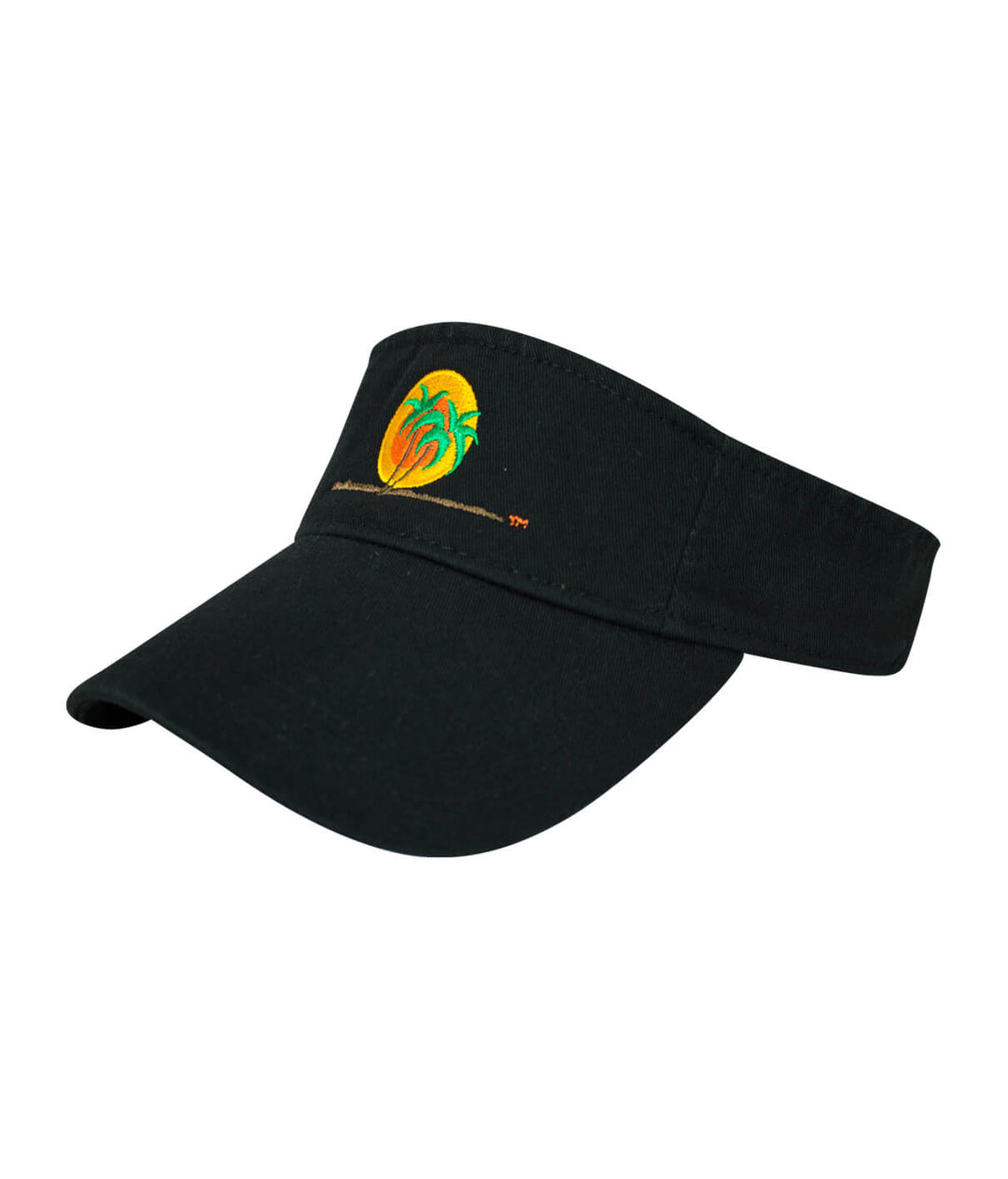 Classic Palm visor in black cotton, featuring embroidered logo, perfect for sunny days.