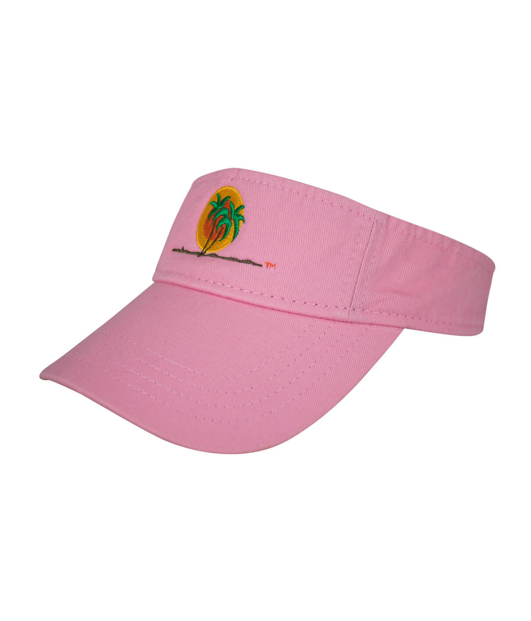 Classic Palm visor in pink with embroidered palm tree logo for stylish sun protection.