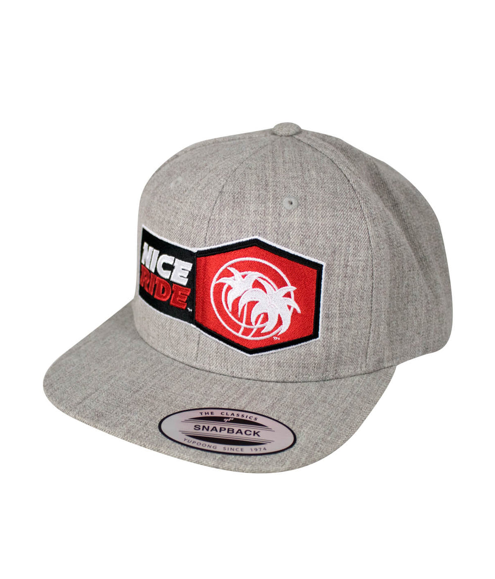 Socket Flatbill Snapback Hat with NICERIDE logo, stylish baseball cap design, perfect hat for casual wear.