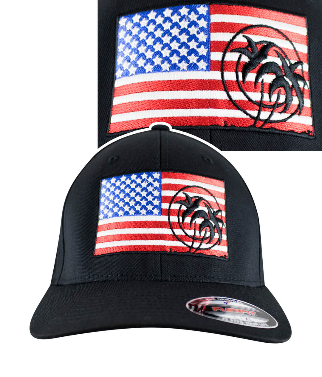 Pride Classic Flexfit Hat featuring American flag design and NICERIDE logo for displaying national pride.