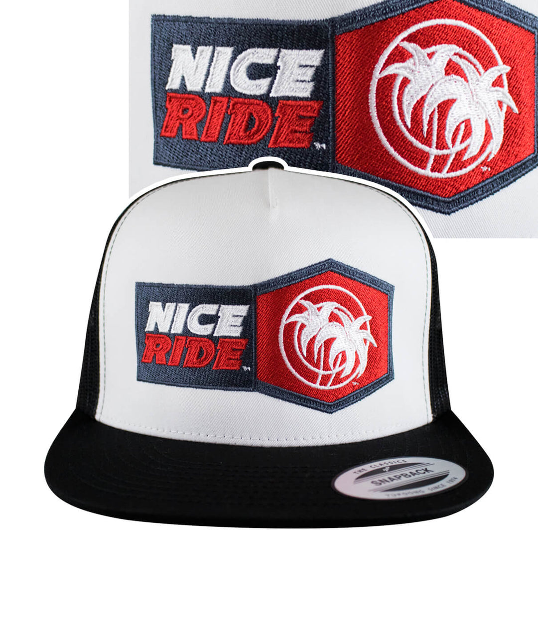 Socket Trucker Baseball hat by NICERIDE featuring embroidered logo and palm design.