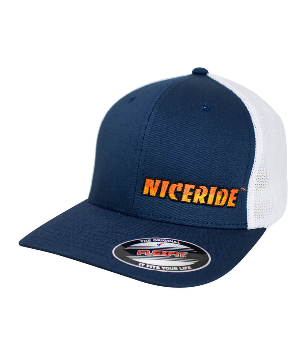 Classic NICERIDE Meshback Flexfit Hat featuring embroidered logo on front and side.