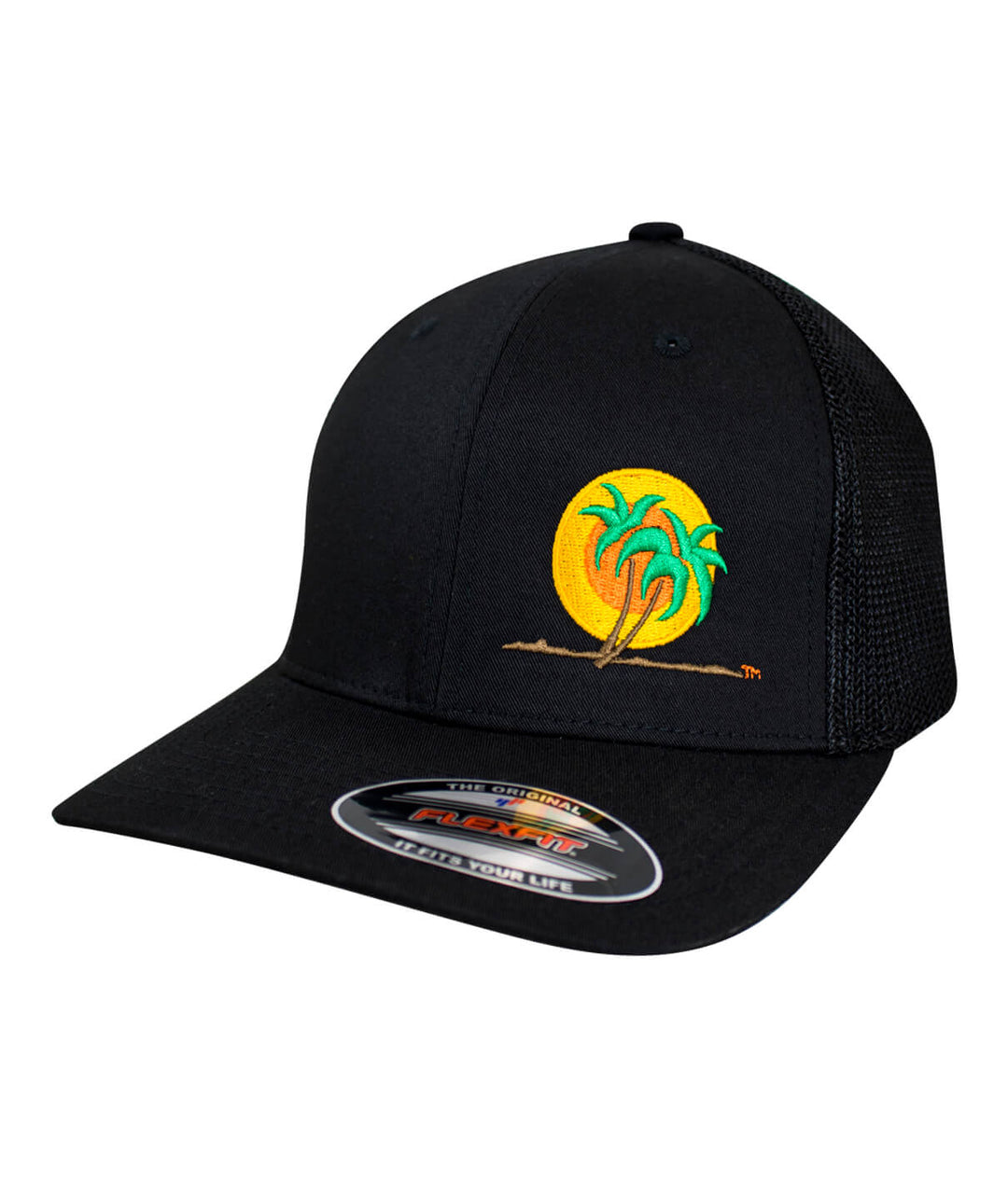 Classic Palm Meshback Flexfit Hat featuring NICERIDE logo, perfect summer accessory, stylish hat for outdoor activities.