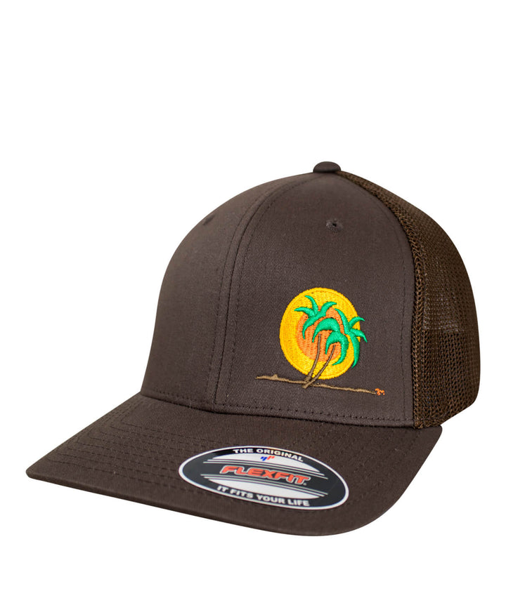 Classic Palm Meshback Flexfit Hat featuring embroidered palm logo and NICERIDE branding.