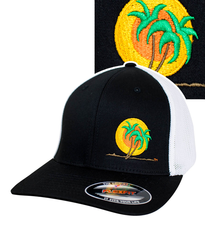 Classic Palm Meshback Flexfit Hat featuring embroidered palm logo on front and NICERIDE branding on back.