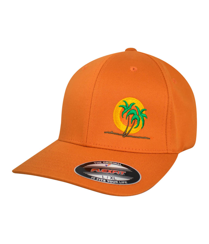 Classic Palm hat featuring a vibrant orange color and palm tree embroidery, perfect for stylish casual wear.