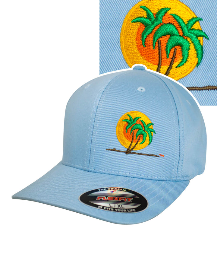 Classic Palm hat featuring embroidered palm trees and sun design, a stylish baseball cap perfect for everyday wear.