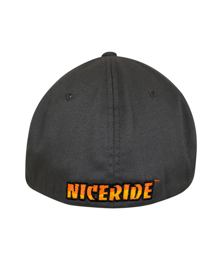 Back view of NICERIDE embroidered Classic Palm hat showcasing the logo on a classic baseball cap.