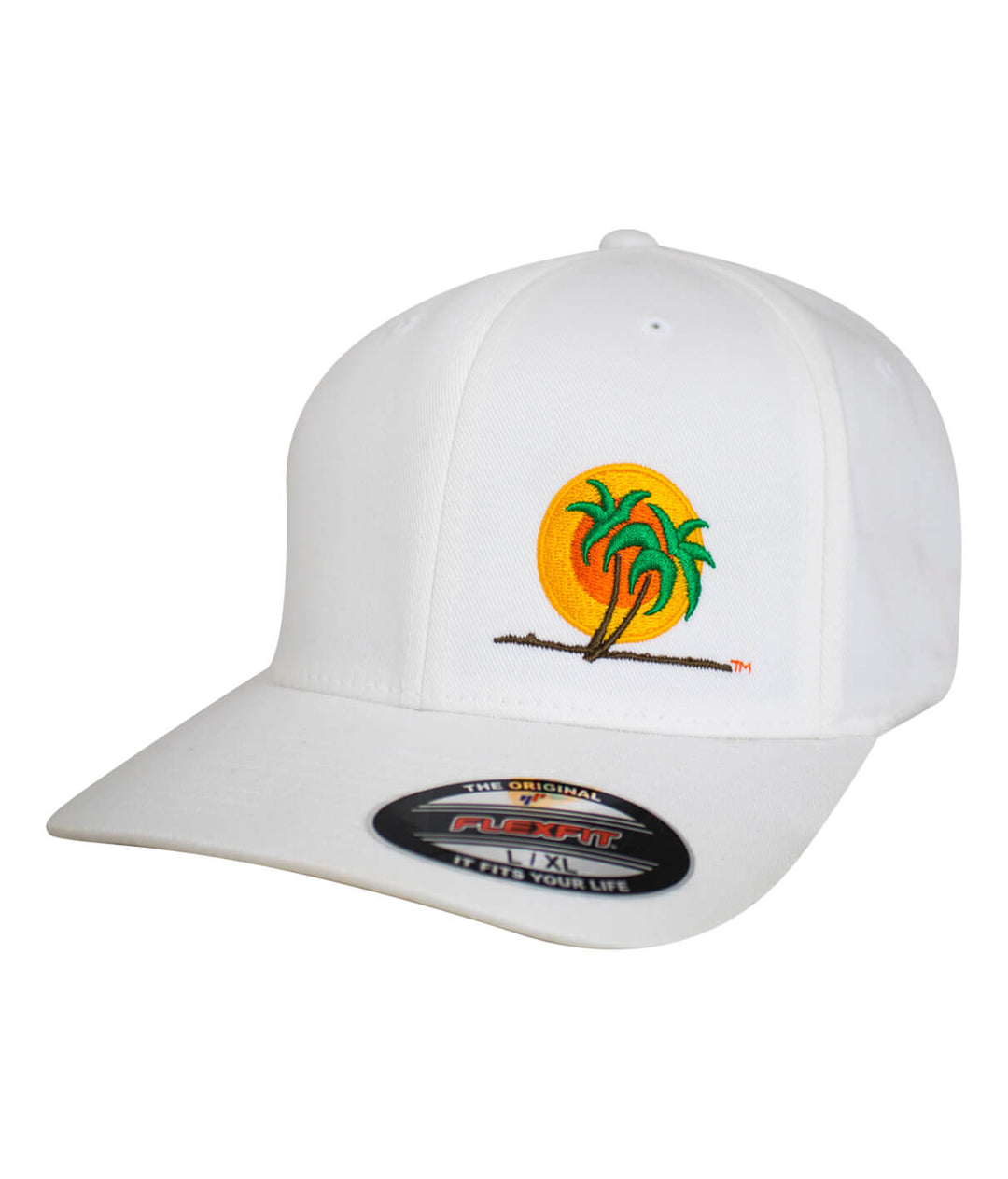 Classic Palm Classic Flexfit Hat with embroidered logo, white baseball cap by NICERIDE