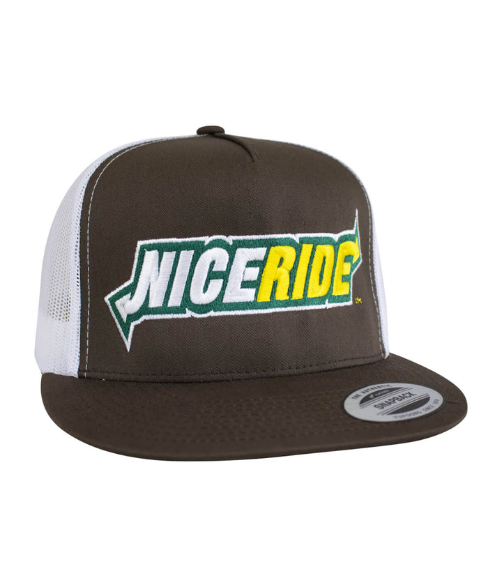 3 Inch Trucker Hat with NICERIDE logo, classic snapback baseball cap, designed and embroidered in the USA.
