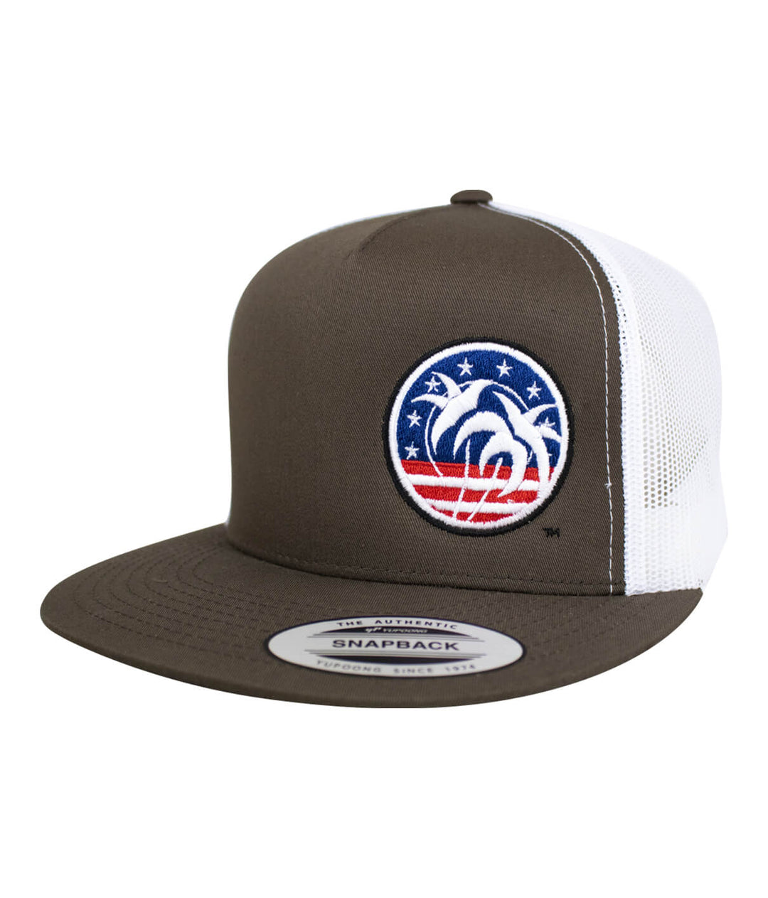Spirit of 76-LP Trucker Hat featuring palm trees and patriotic design, part of NICERIDE collection, snapback style.