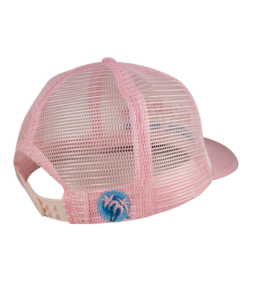 Back view of the Low Tide Foam Trucker Baseball Hat showing classic palm embroidery and mesh design.
