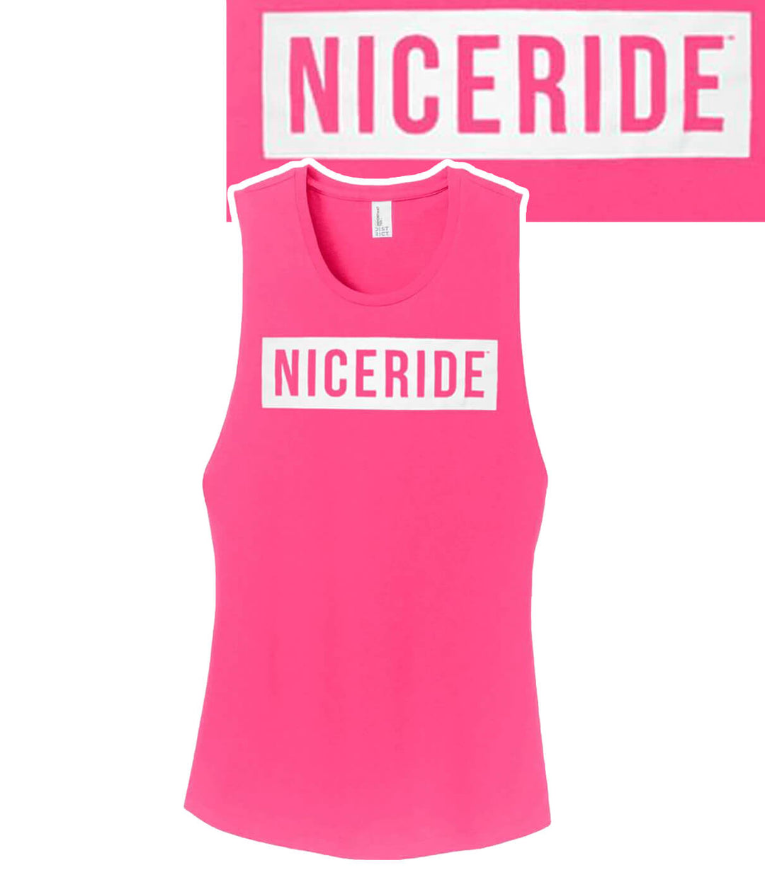 Women's tank top in pink featuring NICERIDE logo, perfect for outdoor activities and daily wear.