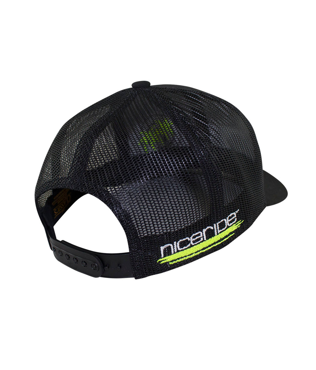 Back view of the Blade Retro Trucker Hat showing NICERIDE logo, perfect hat for casual wear.