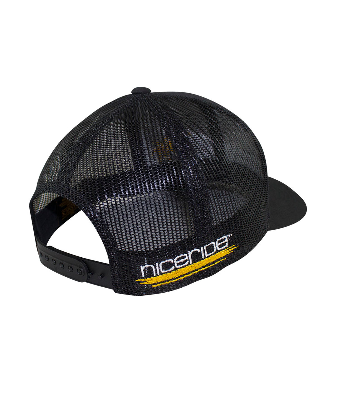 Back view of the NICERIDE Retro Trucker Hat showcasing the embroidered logo and mesh design.
