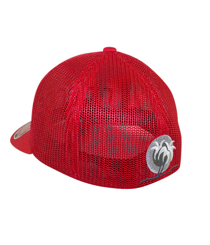 Bold Tower Meshback Flexfit Hat showcasing the back with classic palm logo, a perfect hat for any casual outfit.