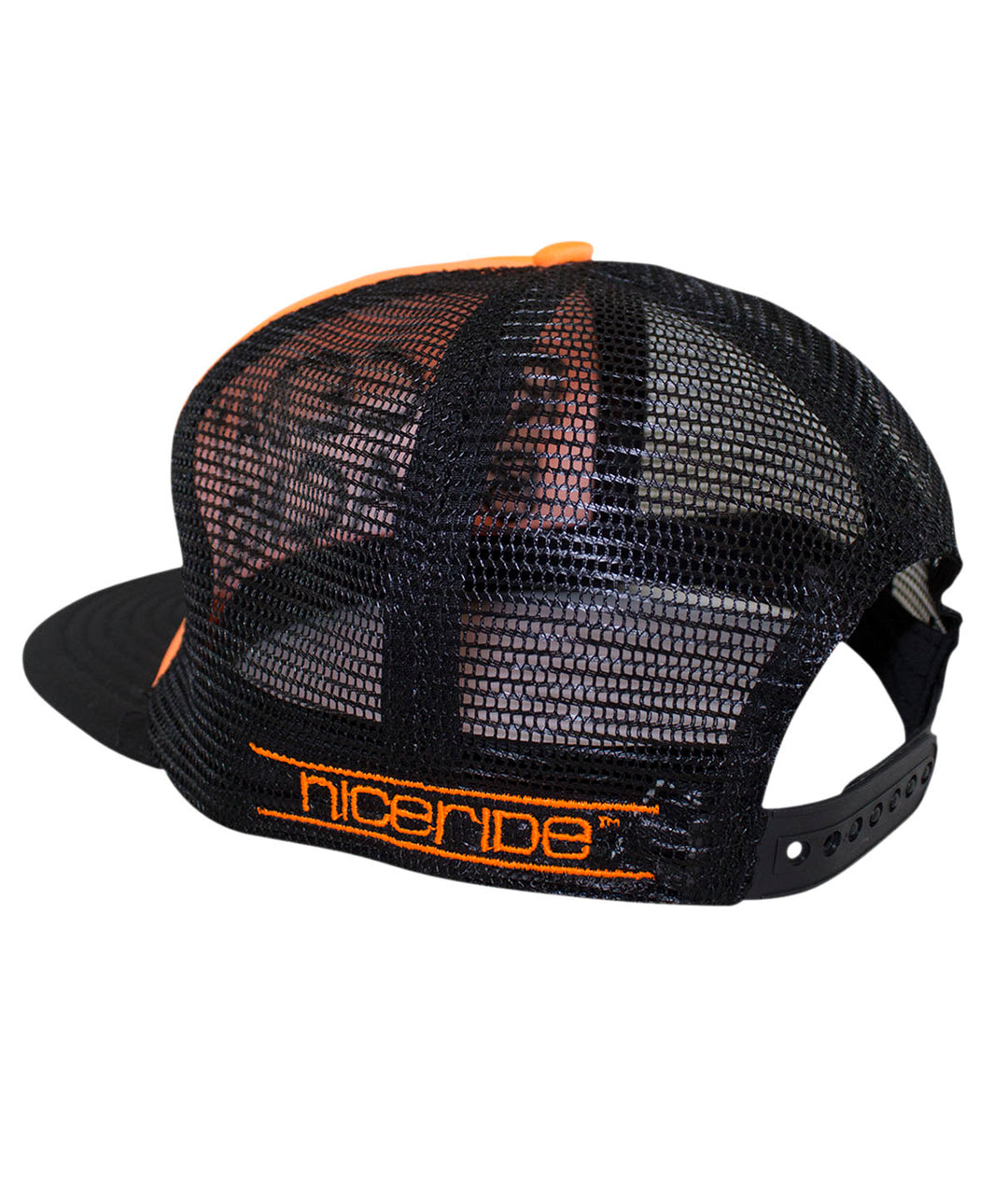 Back view of the Raceday Beaches District Foam Trucker Hat with NICERIDE logo and mesh design.