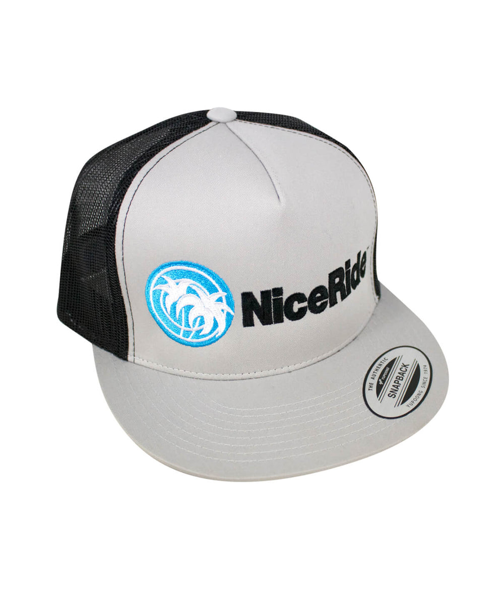 6006 Classic Snapback Trucker Hat with NICERIDE's Stick design, a stylish hat ideal for any casual outfit.