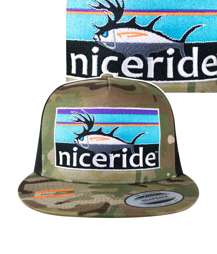 Buck-Eye Explorer Horizon unisex snapback trucker hat with camo design and &