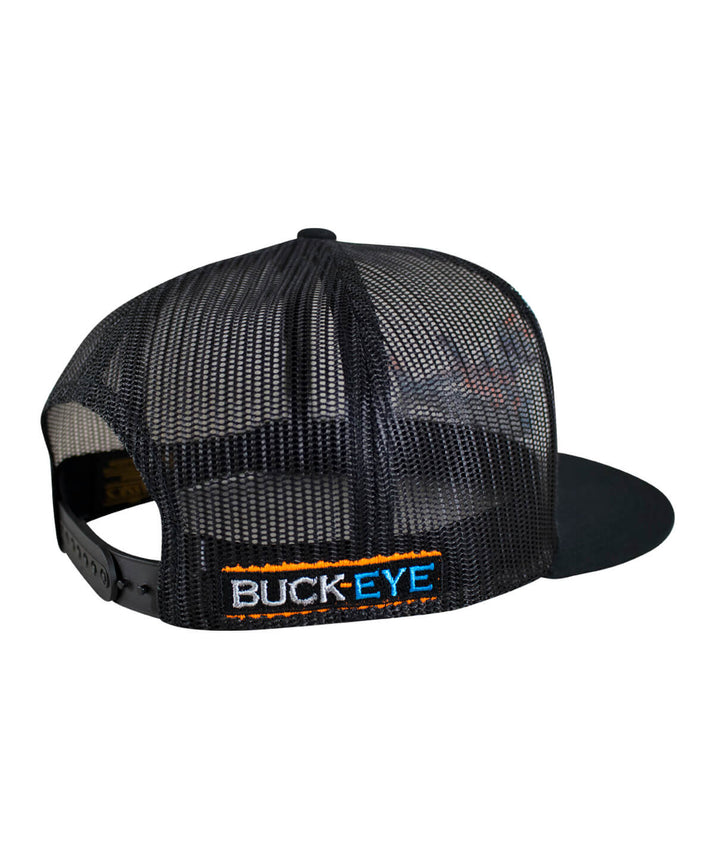 Back view of the "Buck-Eye Explorer" Unisex Snapback Trucker Hat showing the mesh design and logo embroidery.